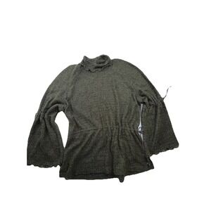 Heaslip Womens Green Wool Blend Textured Cloche Sweater Bell Sleeve